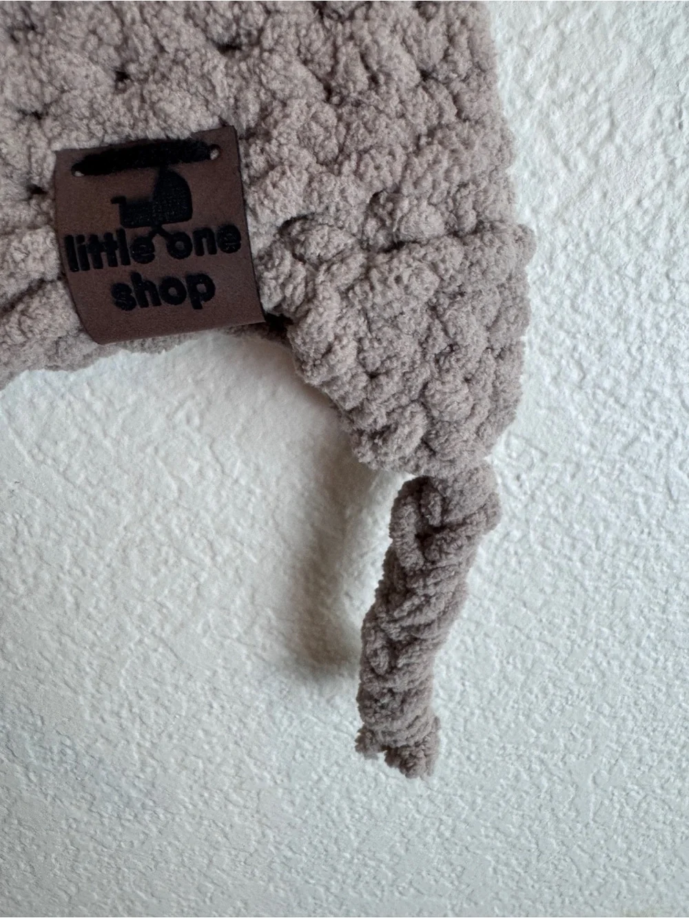 Cozy Taupe Bear-Ear Knit Hat with Braided Ties